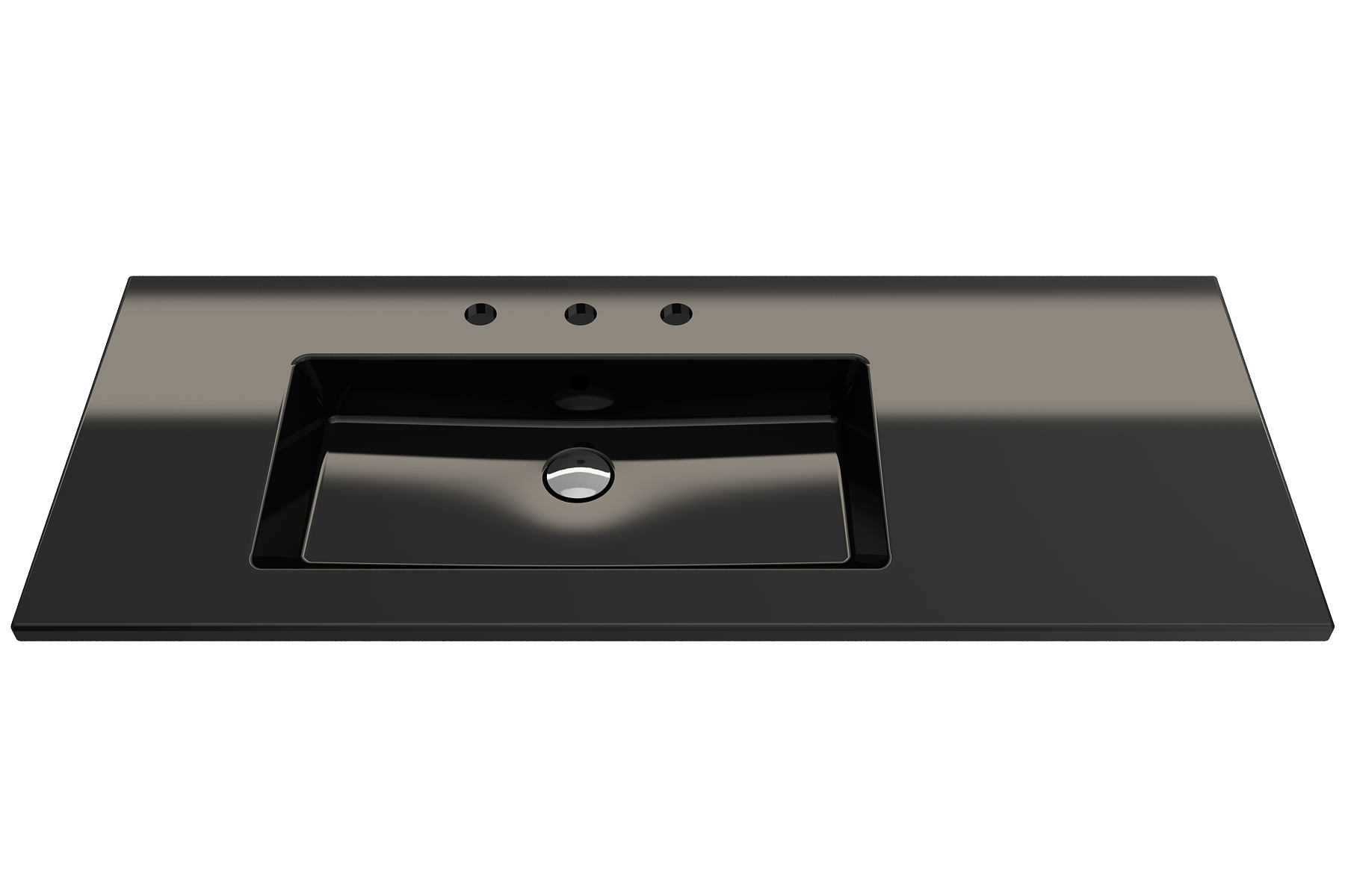 BOCCHI Ravenna 48" Rectangle Wallmount Fireclay Bathroom Sink, Black, 3 Faucet Hole, 1305-005-0127