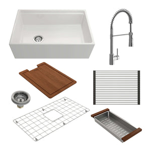 Alternate Image for BOCCHI Contempo 30" Fireclay Workstation Farmhouse Sink Kit with Faucet and Accessories, White (sink) / Chrome (faucet), 1344-001-2020CH