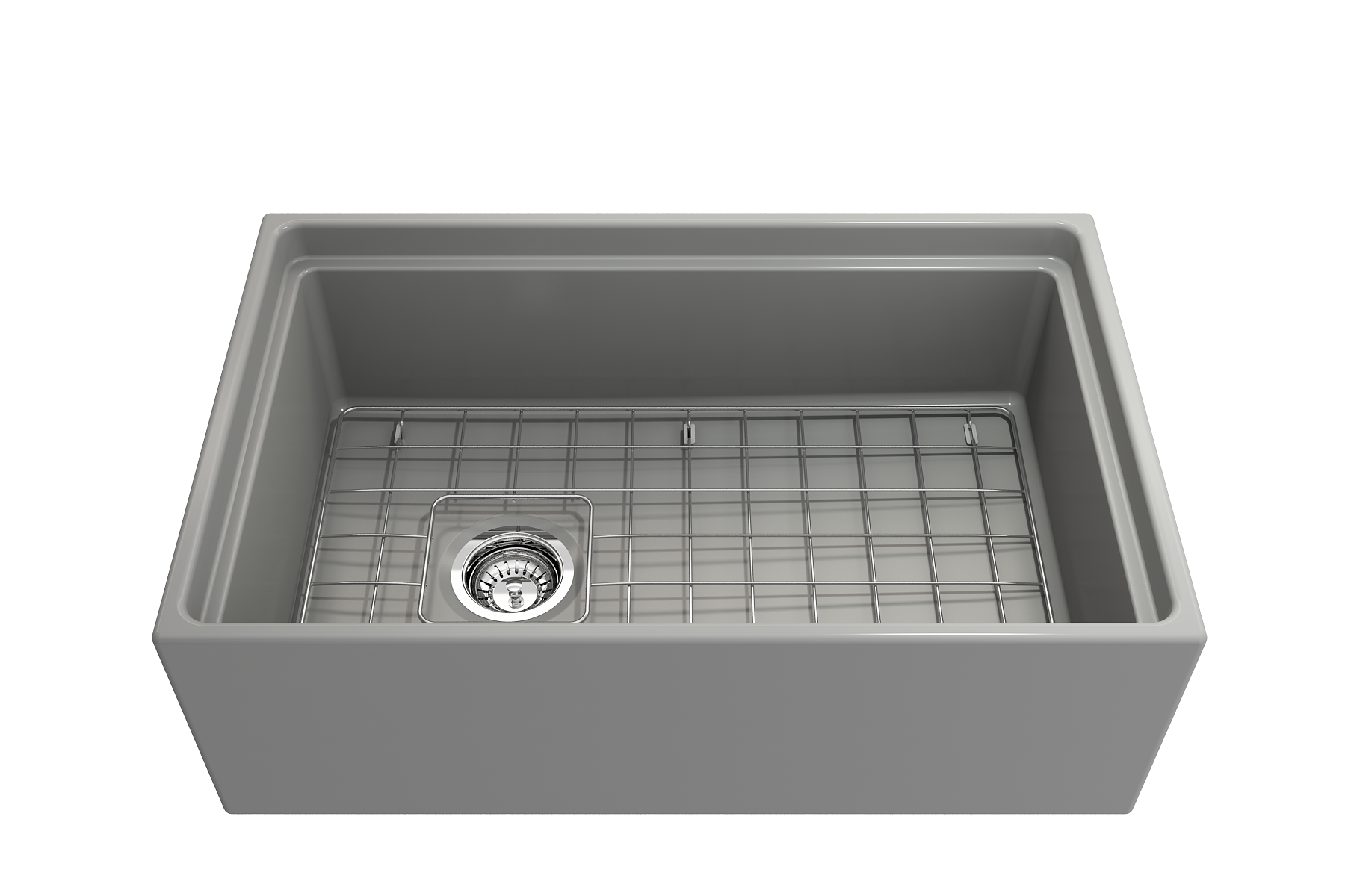 BOCCHI Contempo 30" Fireclay Workstation Farmhouse Sink with Accessories, Matte Gray, 1344-006-0120