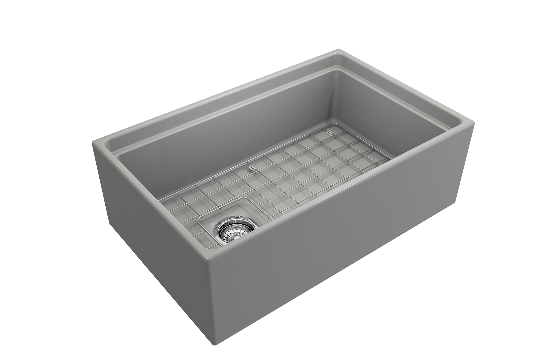 BOCCHI Contempo 30" Fireclay Workstation Farmhouse Sink with Accessories, Matte Gray, 1344-006-0120