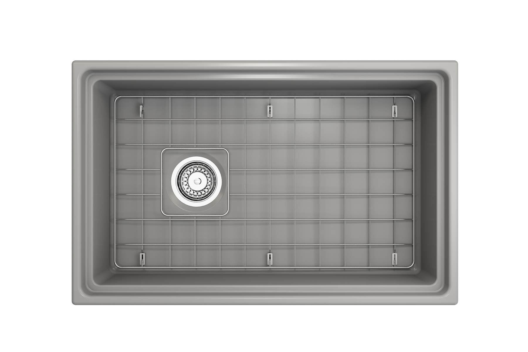 BOCCHI Contempo 30" Fireclay Workstation Farmhouse Sink with Accessories, Matte Gray, 1344-006-0120