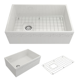 Alternate Image for BOCCHI Vigneto 30" Fireclay Farmhouse Apron Single Bowl Kitchen Sink, White, 1347-001-0120