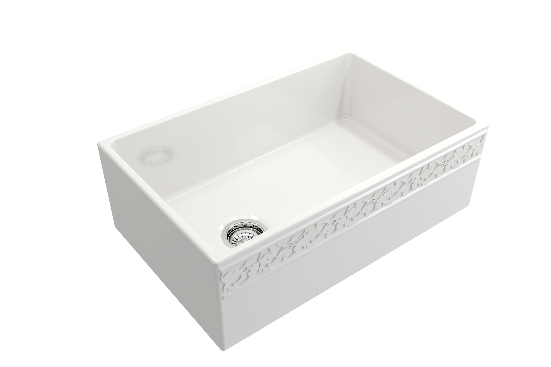 BOCCHI Vigneto 30" Fireclay Farmhouse Apron Single Bowl Kitchen Sink, White, 1347-001-0120