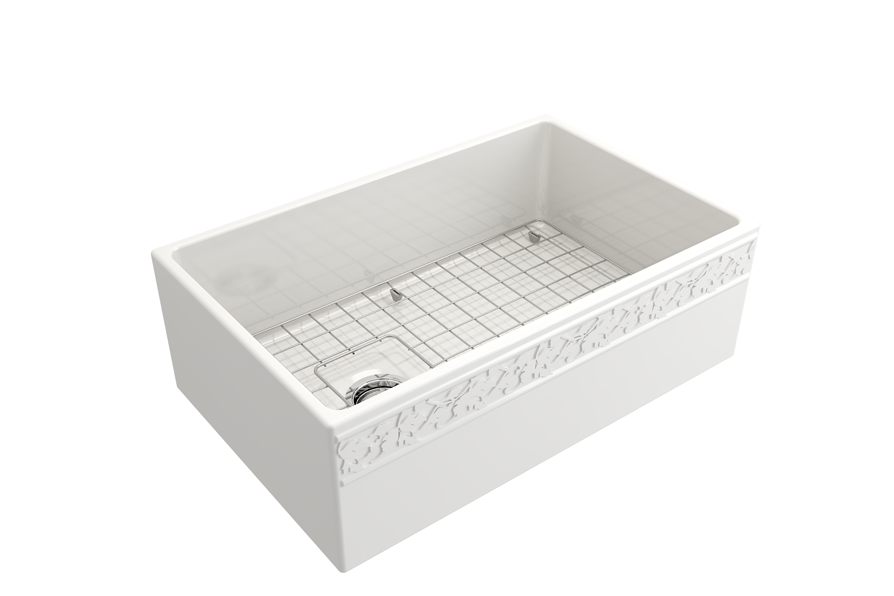 BOCCHI Vigneto 30" Fireclay Farmhouse Apron Single Bowl Kitchen Sink, White, 1347-001-0120