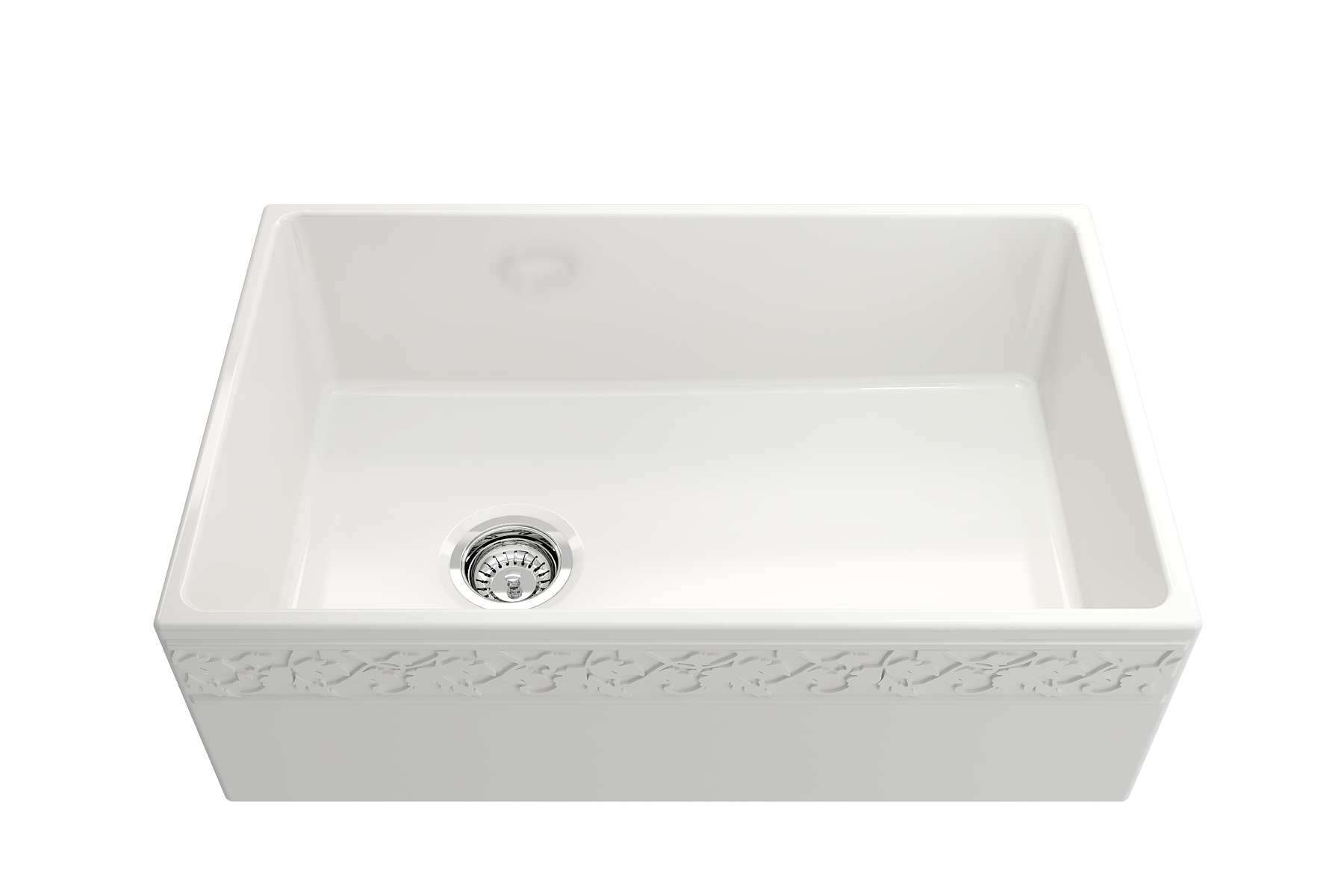 BOCCHI Vigneto 30" Fireclay Farmhouse Apron Single Bowl Kitchen Sink, White, 1347-001-0120