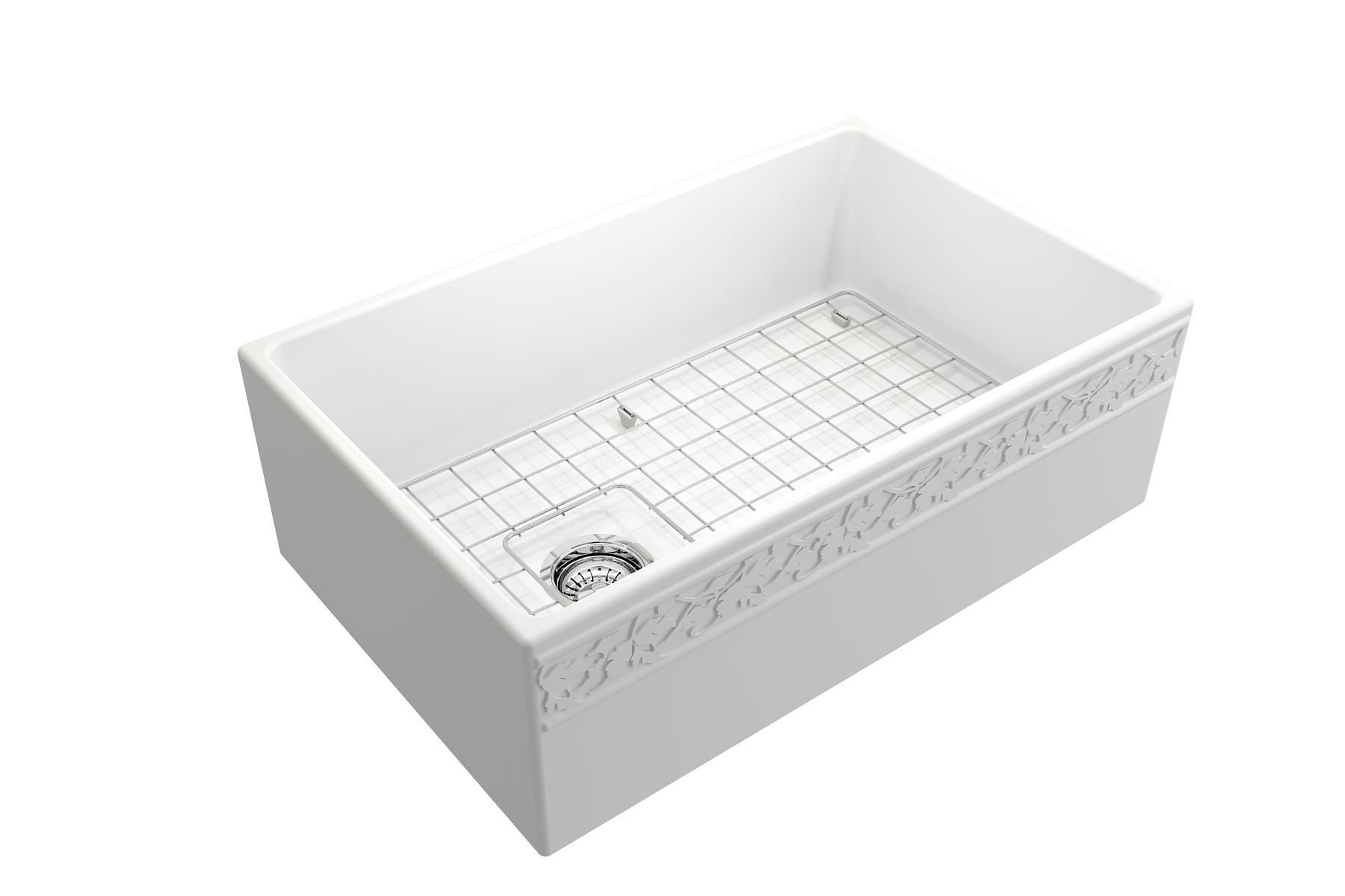 BOCCHI Vigneto 30" Fireclay Farmhouse Apron Single Bowl Kitchen Sink, Matte White, 1347-002-0120