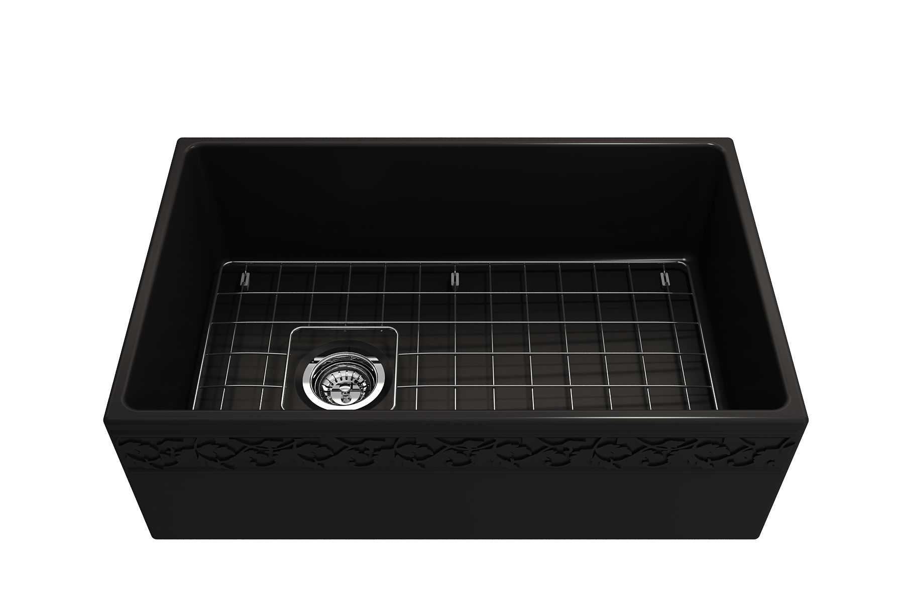 BOCCHI Vigneto 30" Fireclay Farmhouse Apron Single Bowl Kitchen Sink, Matte Black, 1347-004-0120