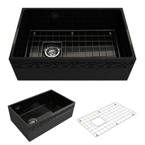 Alternate Image for BOCCHI Vigneto 30" Fireclay Farmhouse Apron Single Bowl Kitchen Sink, Black, 1347-005-0120