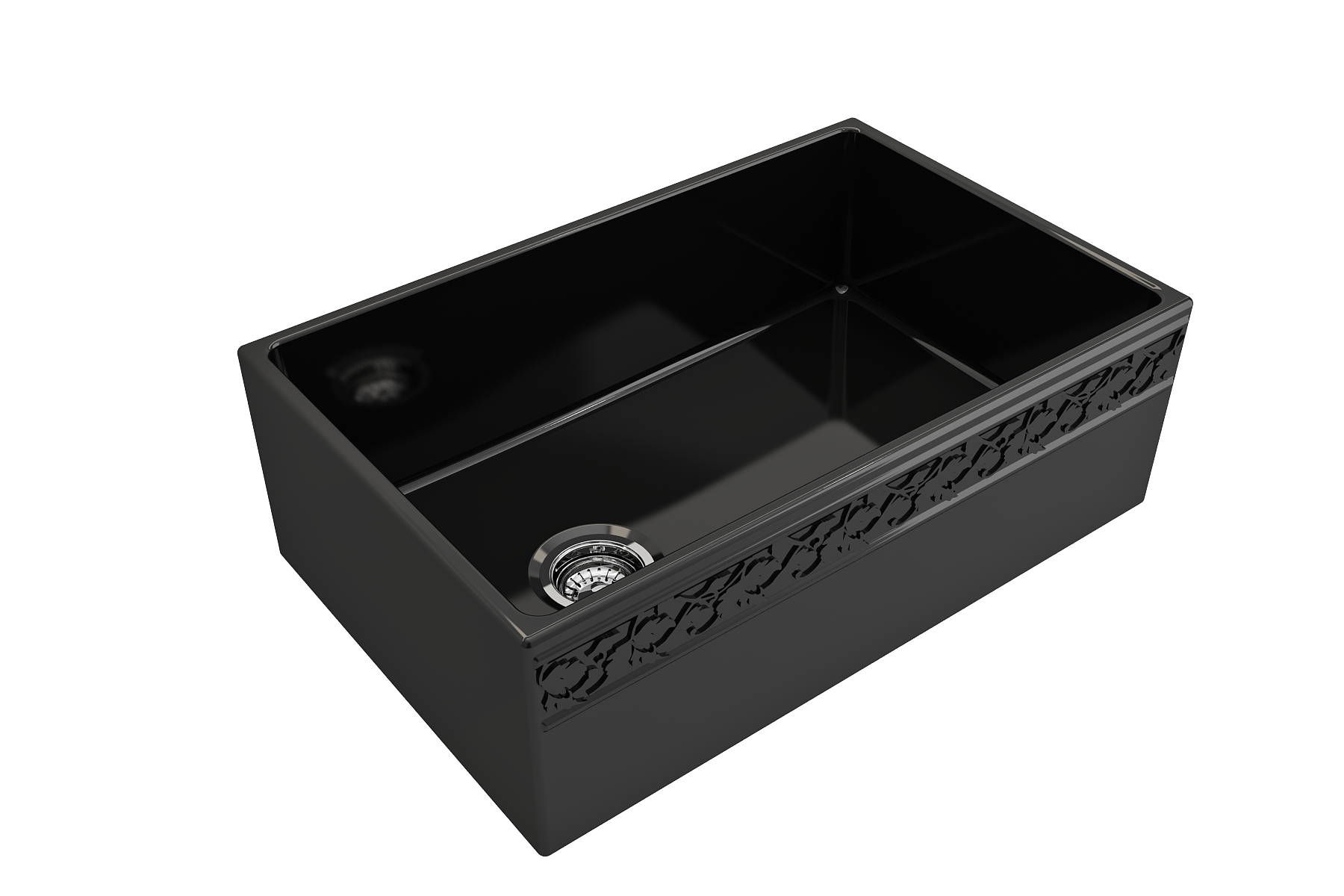 BOCCHI Vigneto 30" Fireclay Farmhouse Apron Single Bowl Kitchen Sink, Black, 1347-005-0120