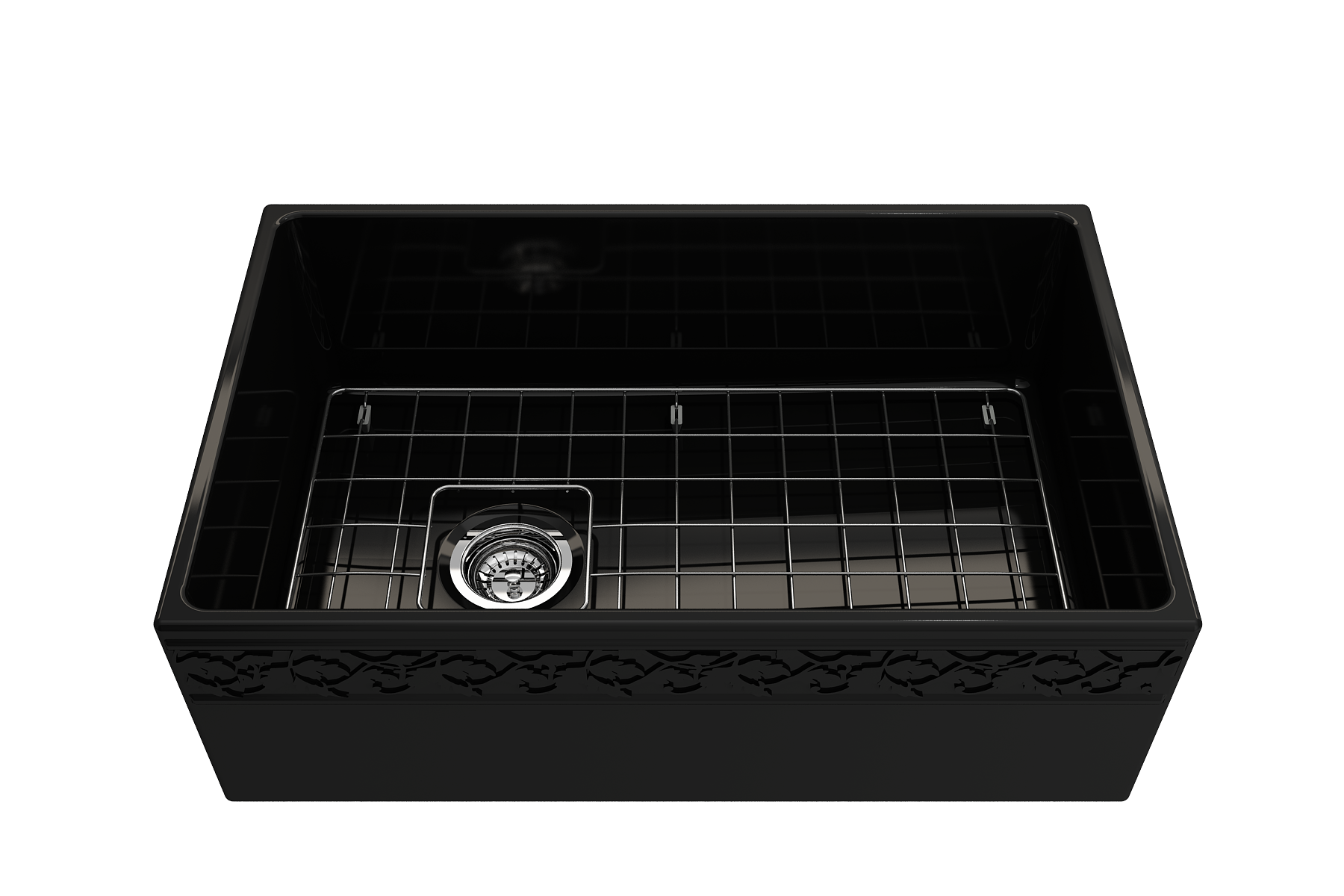 BOCCHI Vigneto 30" Fireclay Farmhouse Apron Single Bowl Kitchen Sink, Black, 1347-005-0120