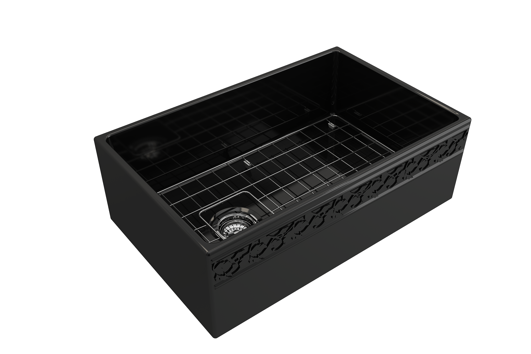 BOCCHI Vigneto 30" Fireclay Farmhouse Apron Single Bowl Kitchen Sink, Black, 1347-005-0120