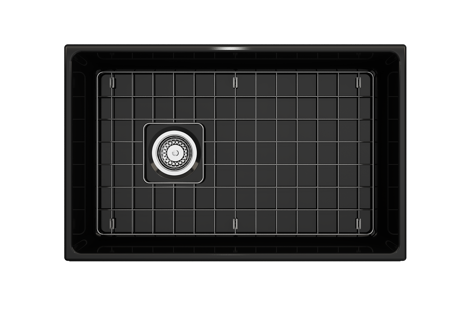 BOCCHI Vigneto 30" Fireclay Farmhouse Apron Single Bowl Kitchen Sink, Black, 1347-005-0120