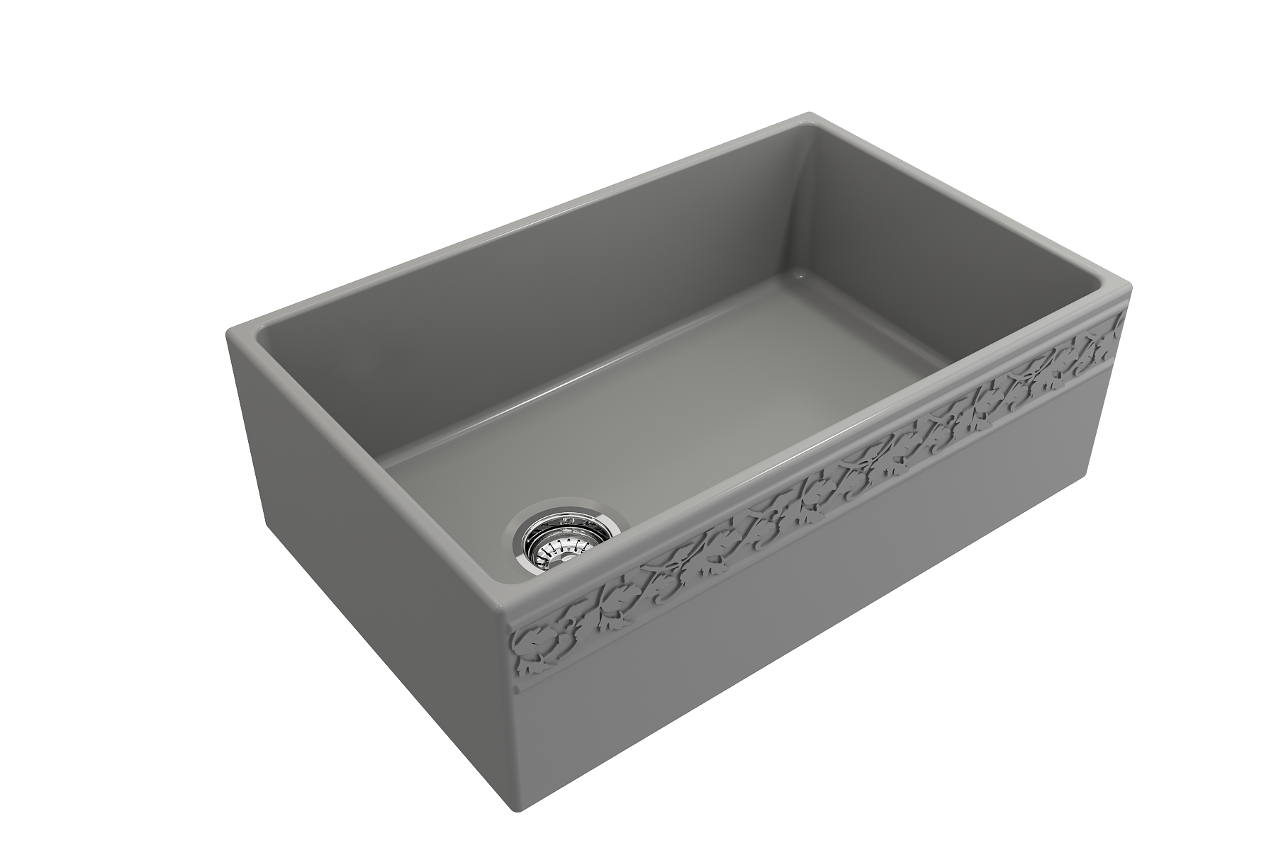 BOCCHI Vigneto 30" Fireclay Farmhouse Apron Single Bowl Kitchen Sink, Matte Gray, 1347-006-0120