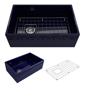 Alternate Image for BOCCHI Vigneto 30" Fireclay Farmhouse Apron Single Bowl Kitchen Sink, Sapphire Blue, 1347-010-0120