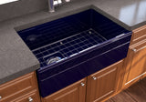 BOCCHI Vigneto 30" Fireclay Farmhouse Apron Single Bowl Kitchen Sink, Sapphire Blue, 1347-010-0120 Lifestyle Image | The Sink Boutique