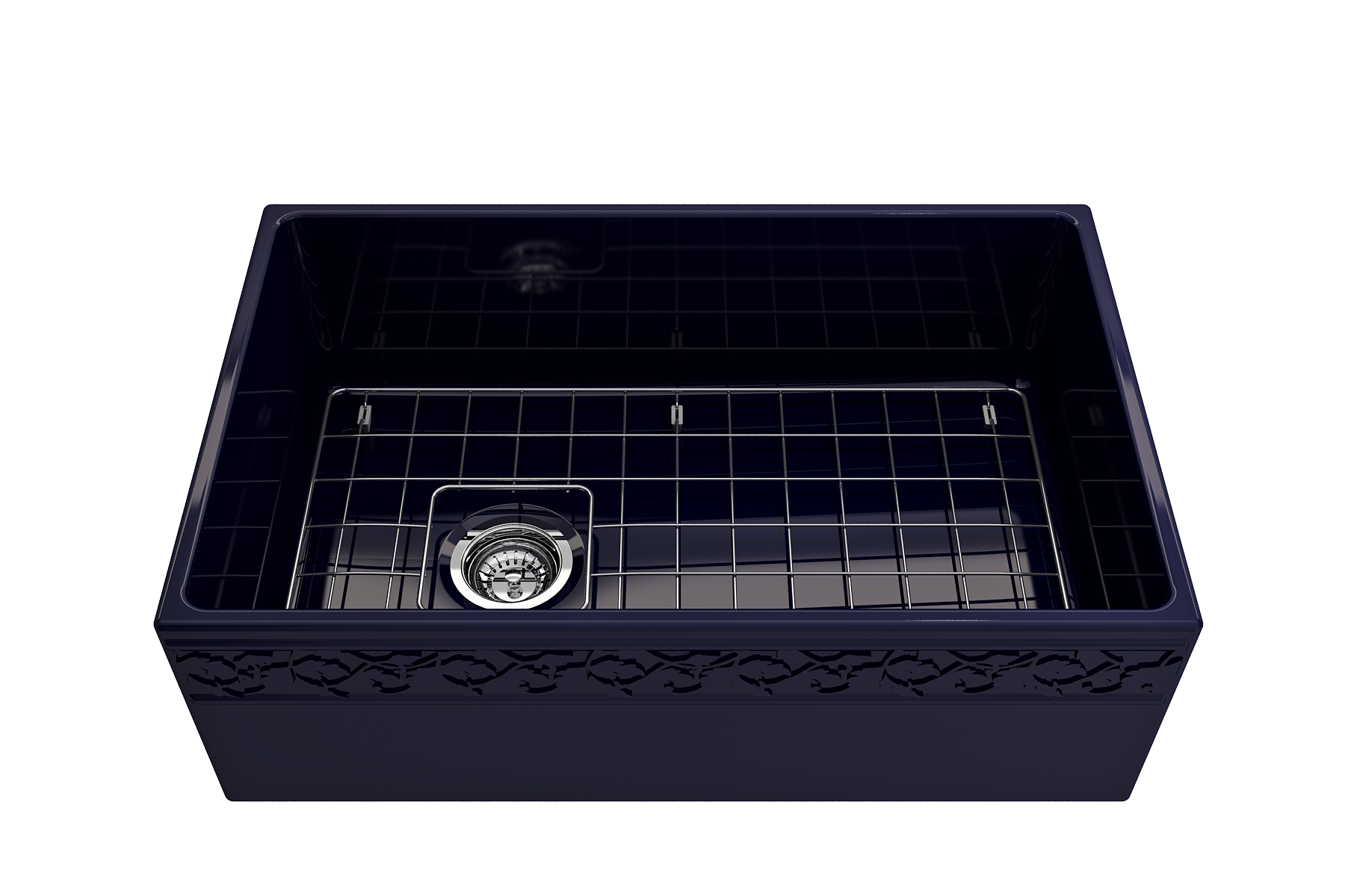 BOCCHI Vigneto 30" Fireclay Farmhouse Apron Single Bowl Kitchen Sink, Sapphire Blue, 1347-010-0120