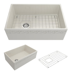 Alternate Image for BOCCHI Vigneto 30" Fireclay Farmhouse Apron Single Bowl Kitchen Sink, Biscuit, 1347-014-0120