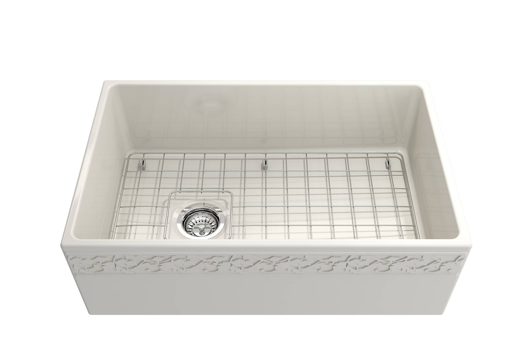 BOCCHI Vigneto 30" Fireclay Farmhouse Apron Single Bowl Kitchen Sink, Biscuit, 1347-014-0120