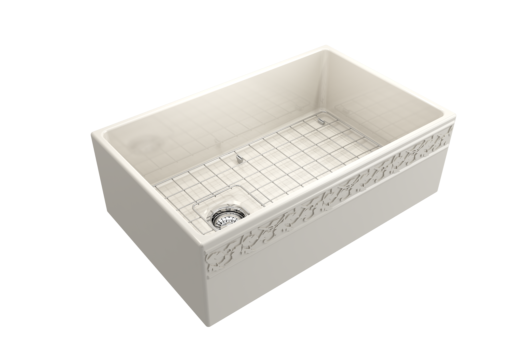 BOCCHI Vigneto 30" Fireclay Farmhouse Apron Single Bowl Kitchen Sink, Biscuit, 1347-014-0120
