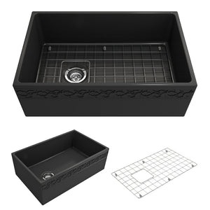 Alternate Image for BOCCHI Vigneto 30" Fireclay Farmhouse Apron Single Bowl Kitchen Sink, Matte Dark Gray, 1347-020-0120