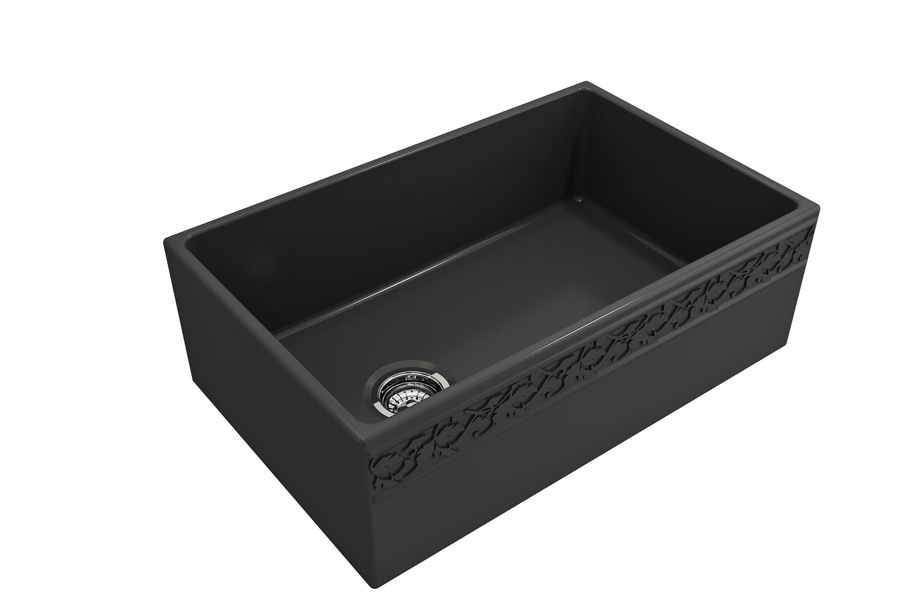 BOCCHI Vigneto 30" Fireclay Farmhouse Apron Single Bowl Kitchen Sink, Matte Dark Gray, 1347-020-0120