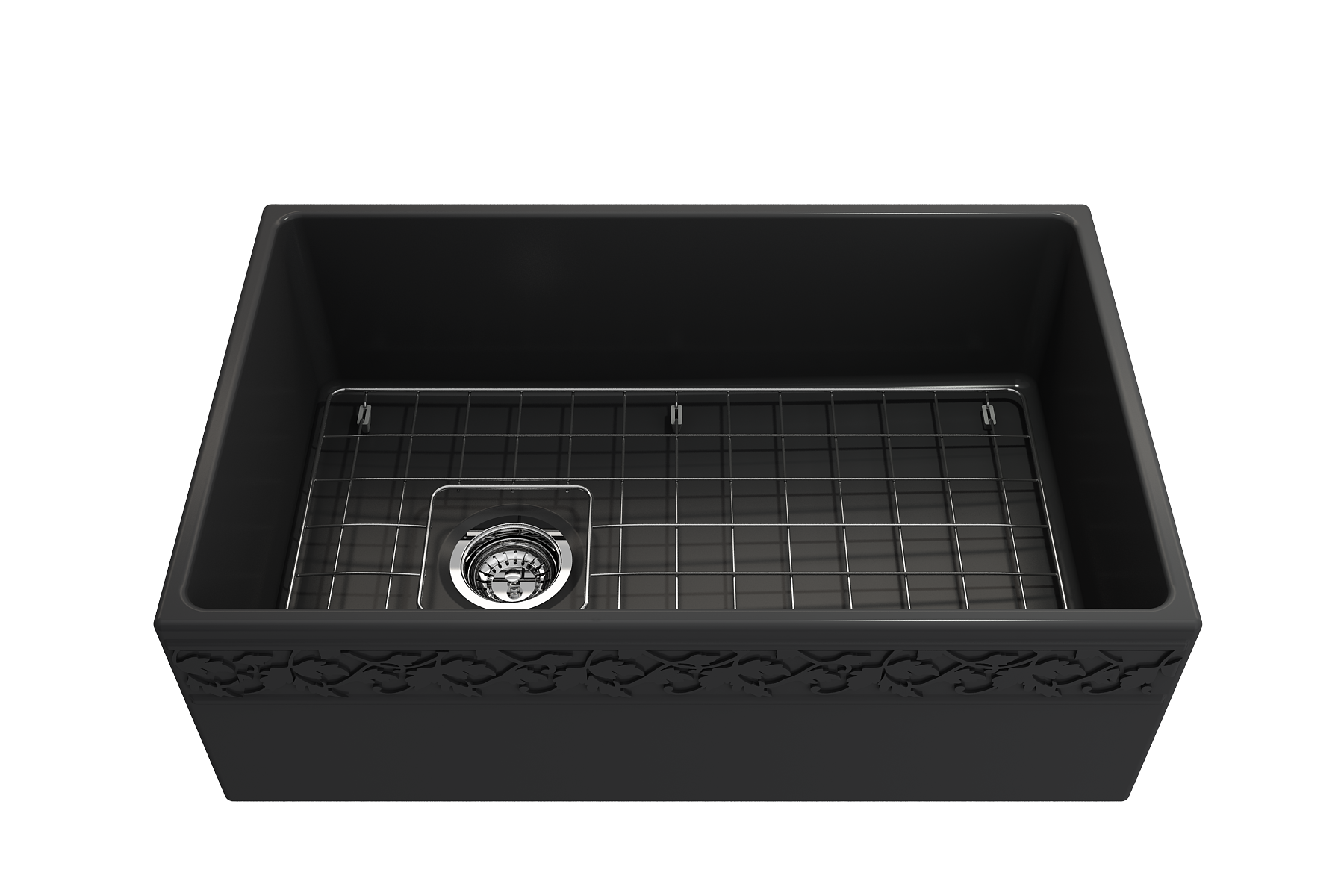 BOCCHI Vigneto 30" Fireclay Farmhouse Apron Single Bowl Kitchen Sink, Matte Dark Gray, 1347-020-0120