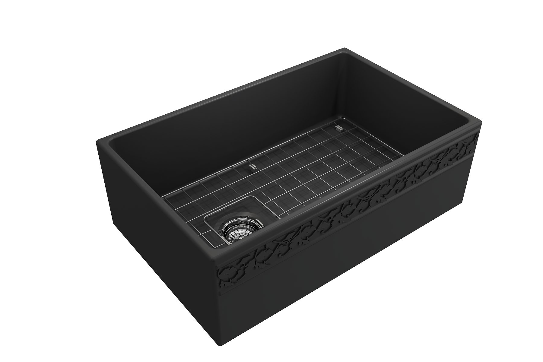 BOCCHI Vigneto 30" Fireclay Farmhouse Apron Single Bowl Kitchen Sink, Matte Dark Gray, 1347-020-0120