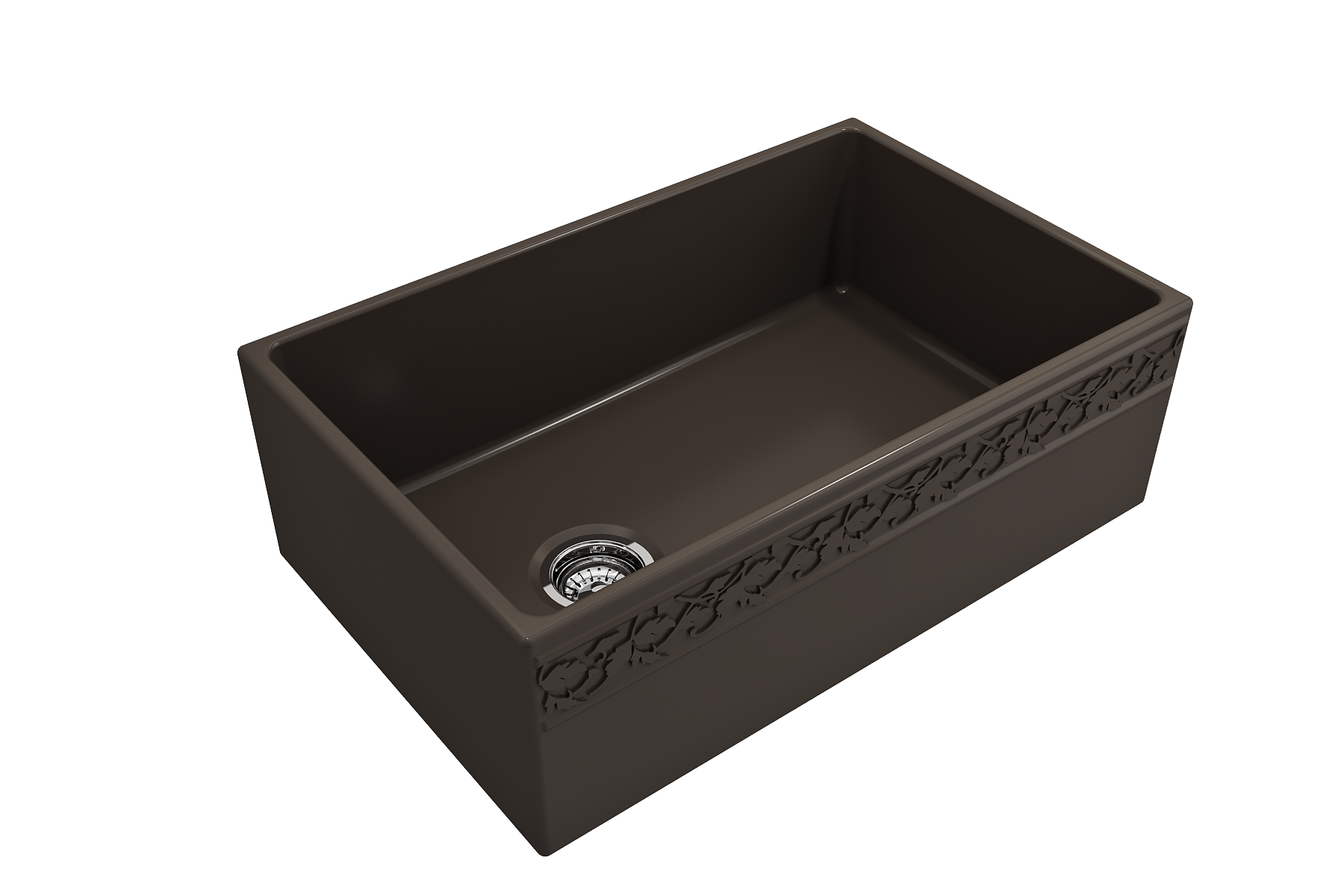 BOCCHI Vigneto 30" Fireclay Farmhouse Apron Single Bowl Kitchen Sink, Matte Brown, 1347-025-0120