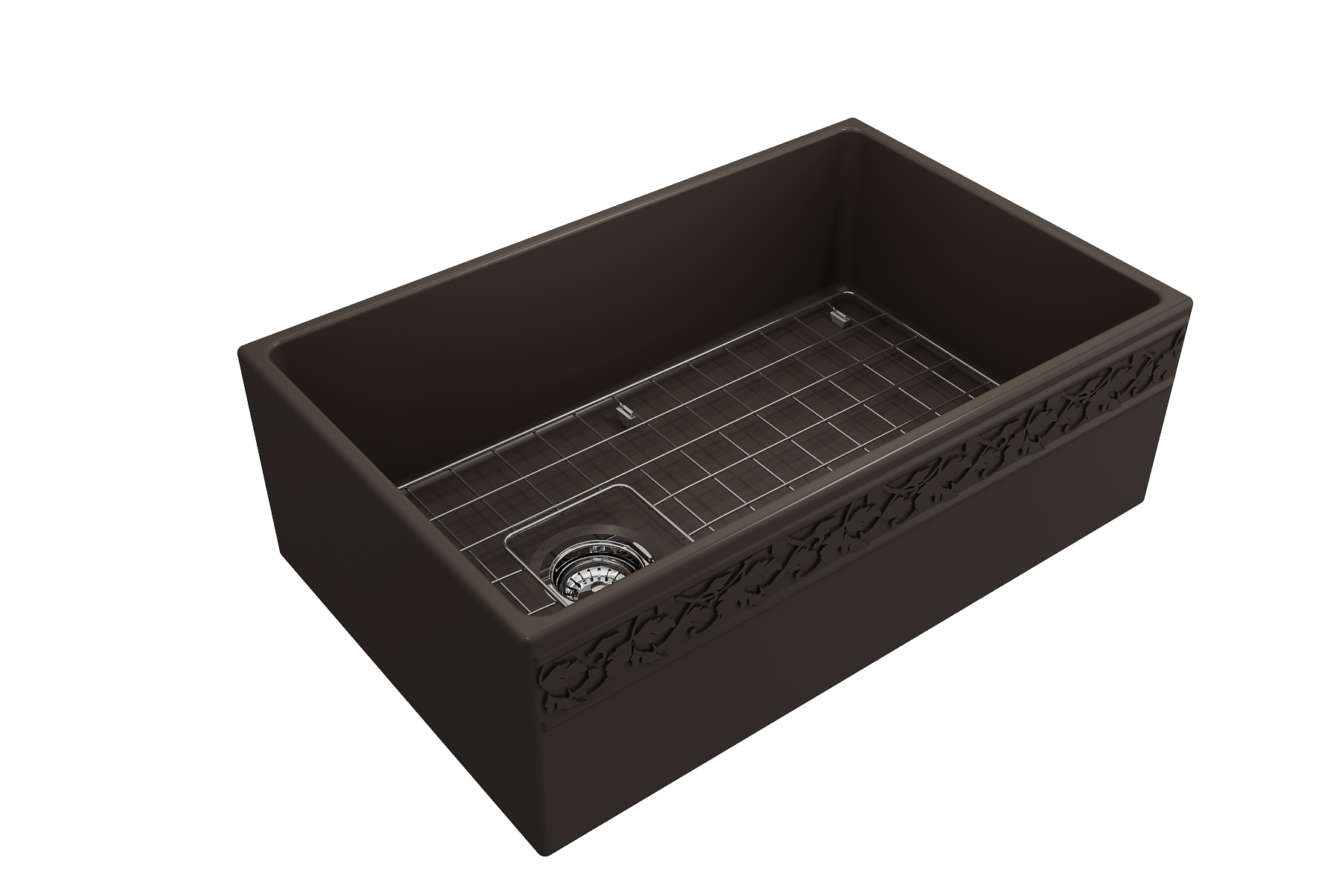 BOCCHI Vigneto 30" Fireclay Farmhouse Apron Single Bowl Kitchen Sink, Matte Brown, 1347-025-0120
