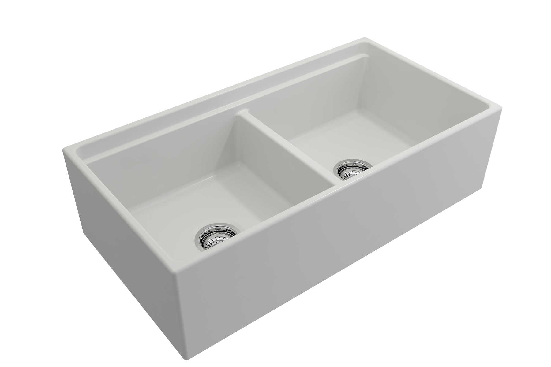 BOCCHI Contempo 36" Fireclay Workstation Farmhouse Sink with Accessories, 50/50 Double Bowl, Matte White, 1348-002-0120