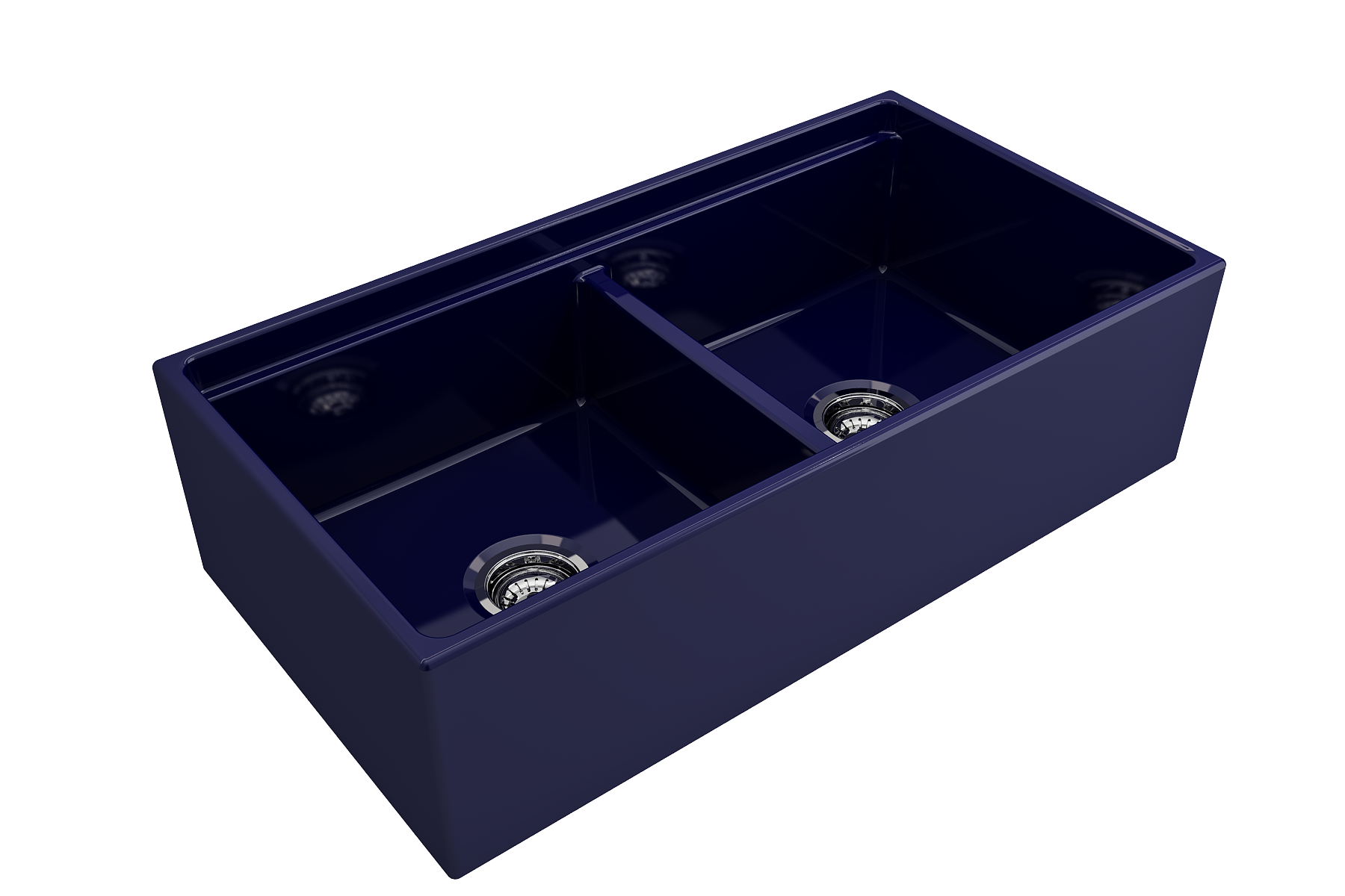 BOCCHI Contempo 36" Fireclay Workstation Farmhouse Sink with Accessories, 50/50 Double Bowl, Sapphire Blue, 1348-010-0120