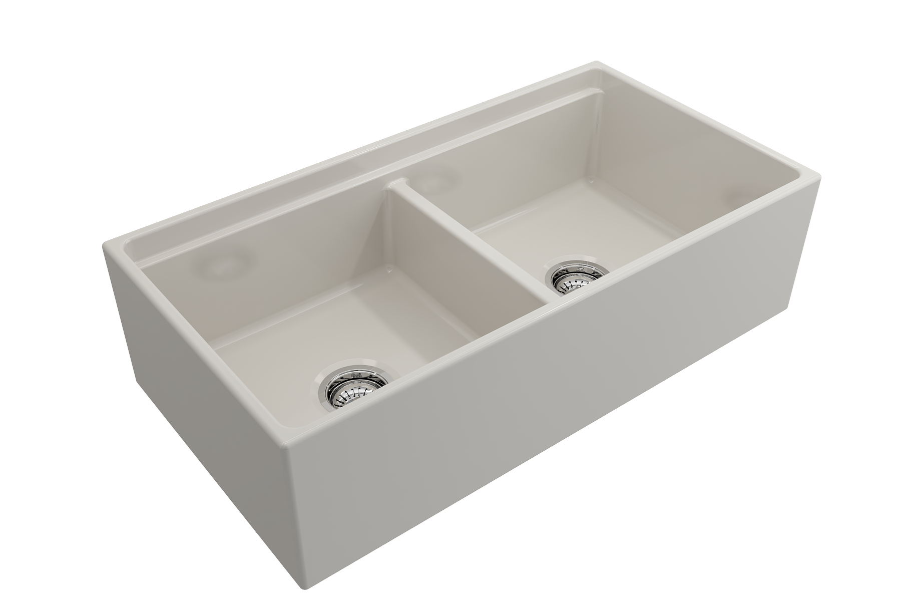 BOCCHI Contempo 36" Fireclay Workstation Farmhouse Sink with Accessories, 50/50 Double Bowl, Biscuit, 1348-014-0120