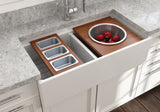 BOCCHI Wood Board with 3 Rectangular Stainless Steel Bowls
