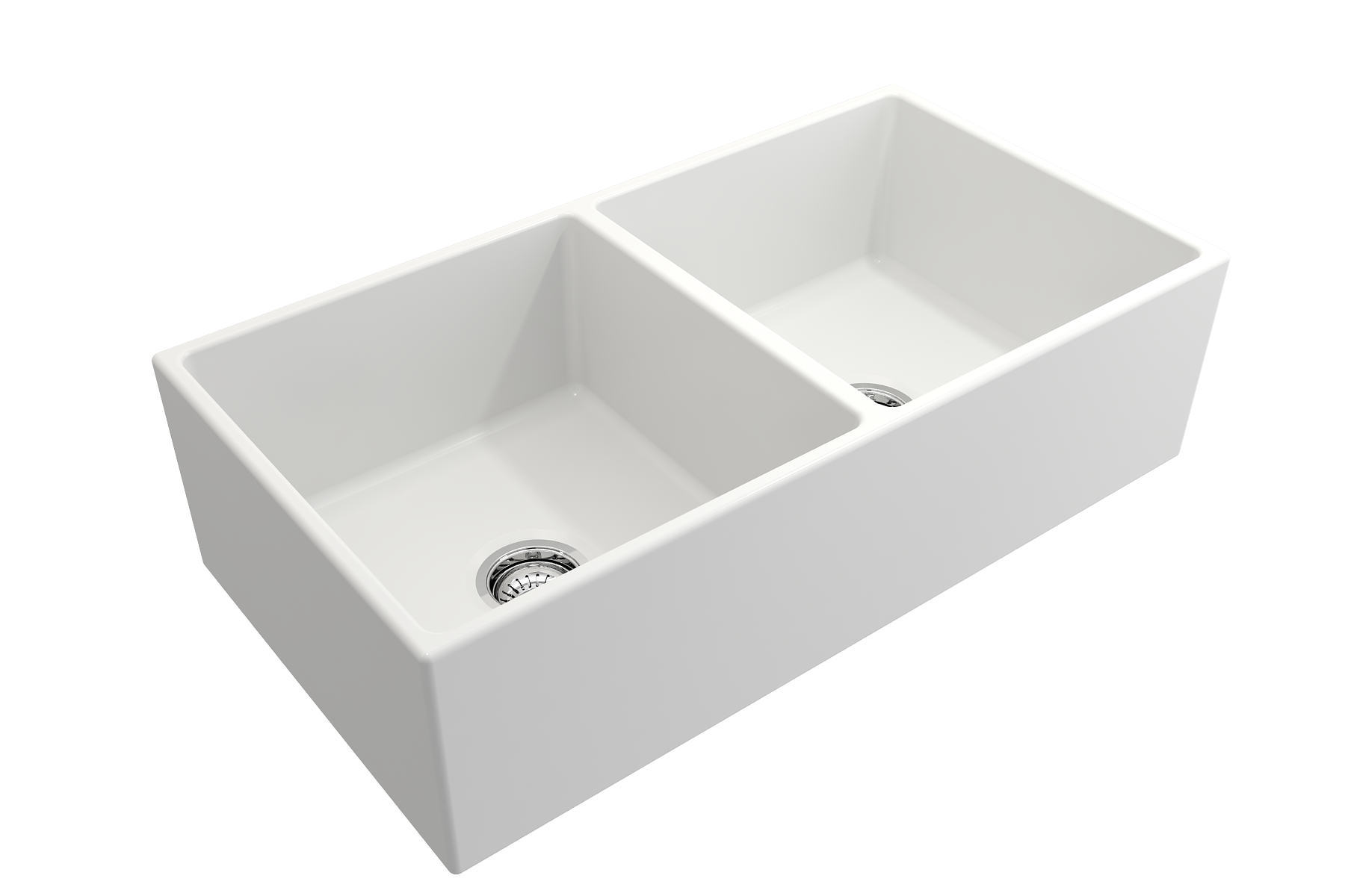 BOCCHI Contempo 36" Fireclay Farmhouse Apron 50/50 Double Bowl Kitchen Sink, Matte White, 1350-002-0120