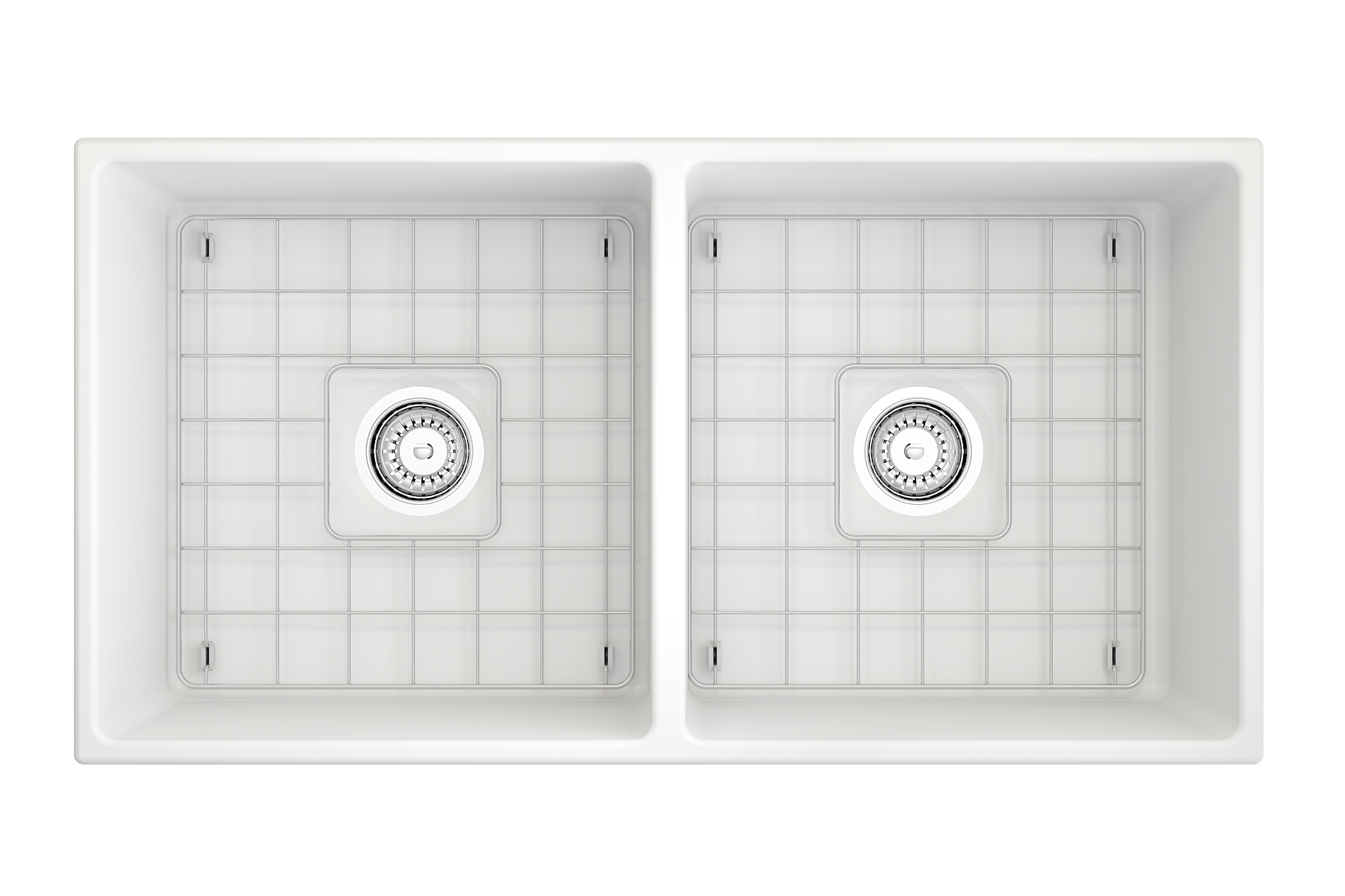 BOCCHI Contempo 36" Fireclay Farmhouse Apron 50/50 Double Bowl Kitchen Sink, Matte White, 1350-002-0120