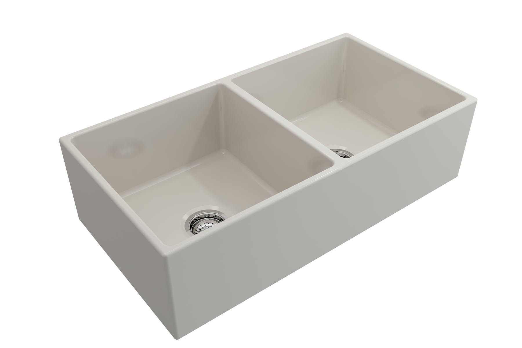 BOCCHI Contempo 36" Fireclay Farmhouse Apron 50/50 Double Bowl Kitchen Sink, Biscuit, 1350-014-0120