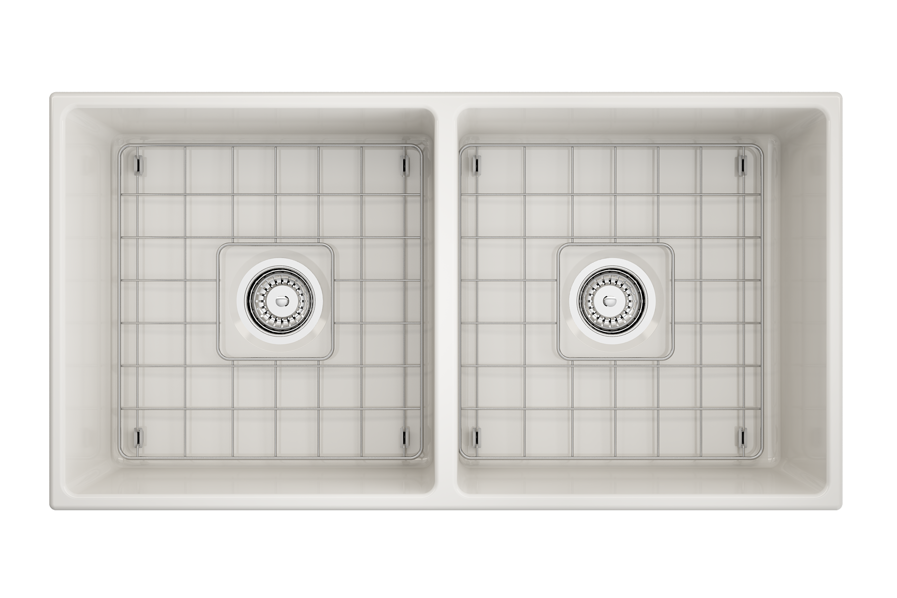 BOCCHI Contempo 36" Fireclay Farmhouse Apron 50/50 Double Bowl Kitchen Sink, Biscuit, 1350-014-0120