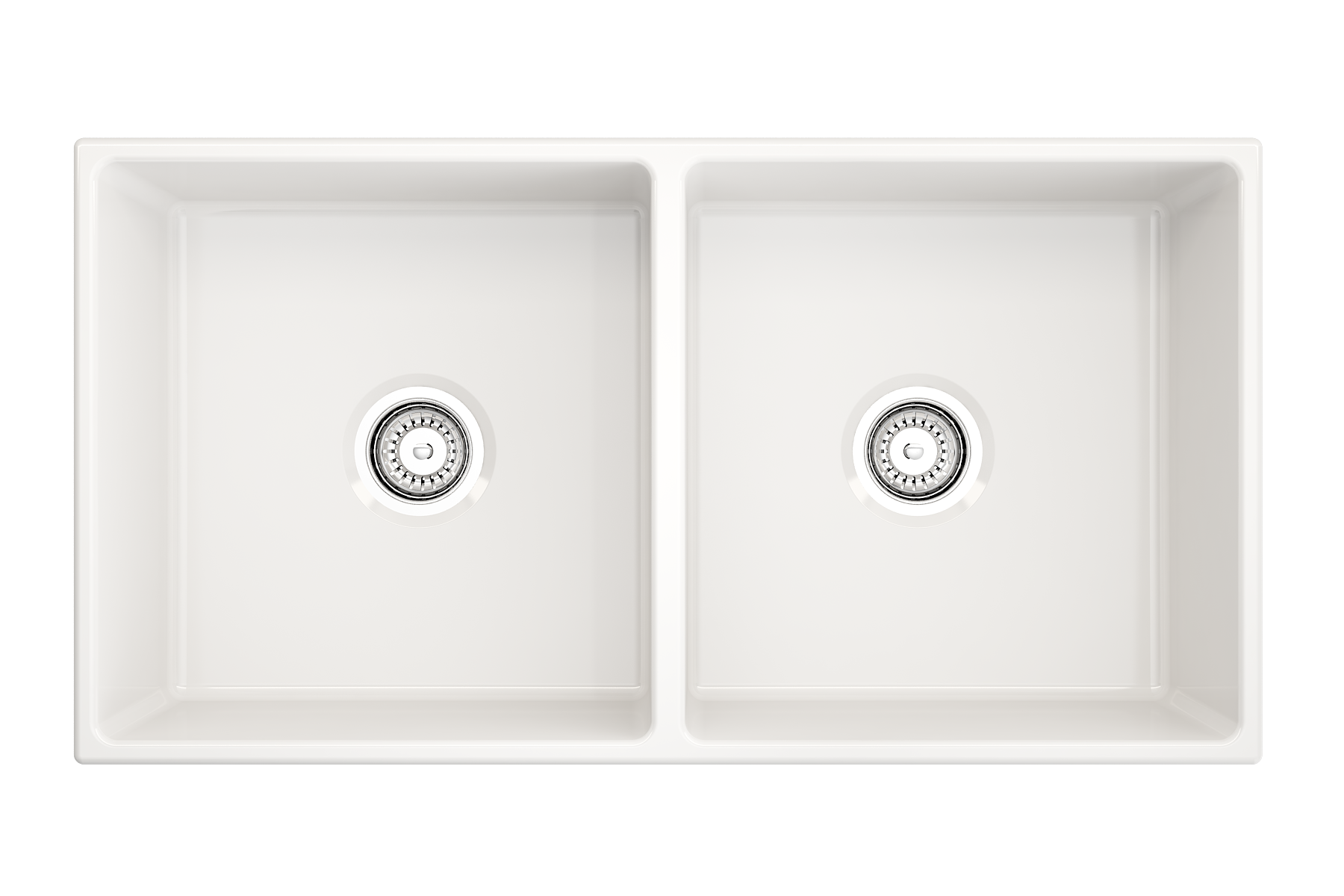 BOCCHI Vigneto 36" Fireclay Farmhouse Apron 50/50 Double Bowl Kitchen Sink, White, 1351-001-0120