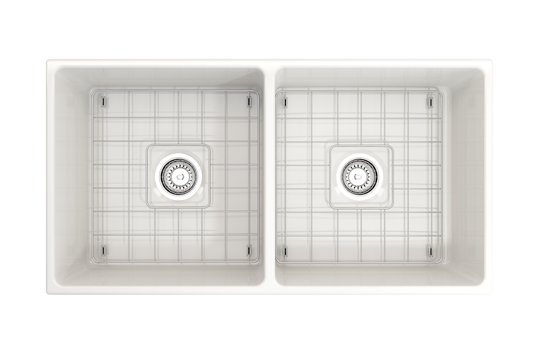 BOCCHI Vigneto 36" Fireclay Farmhouse Apron 50/50 Double Bowl Kitchen Sink, White, 1351-001-0120