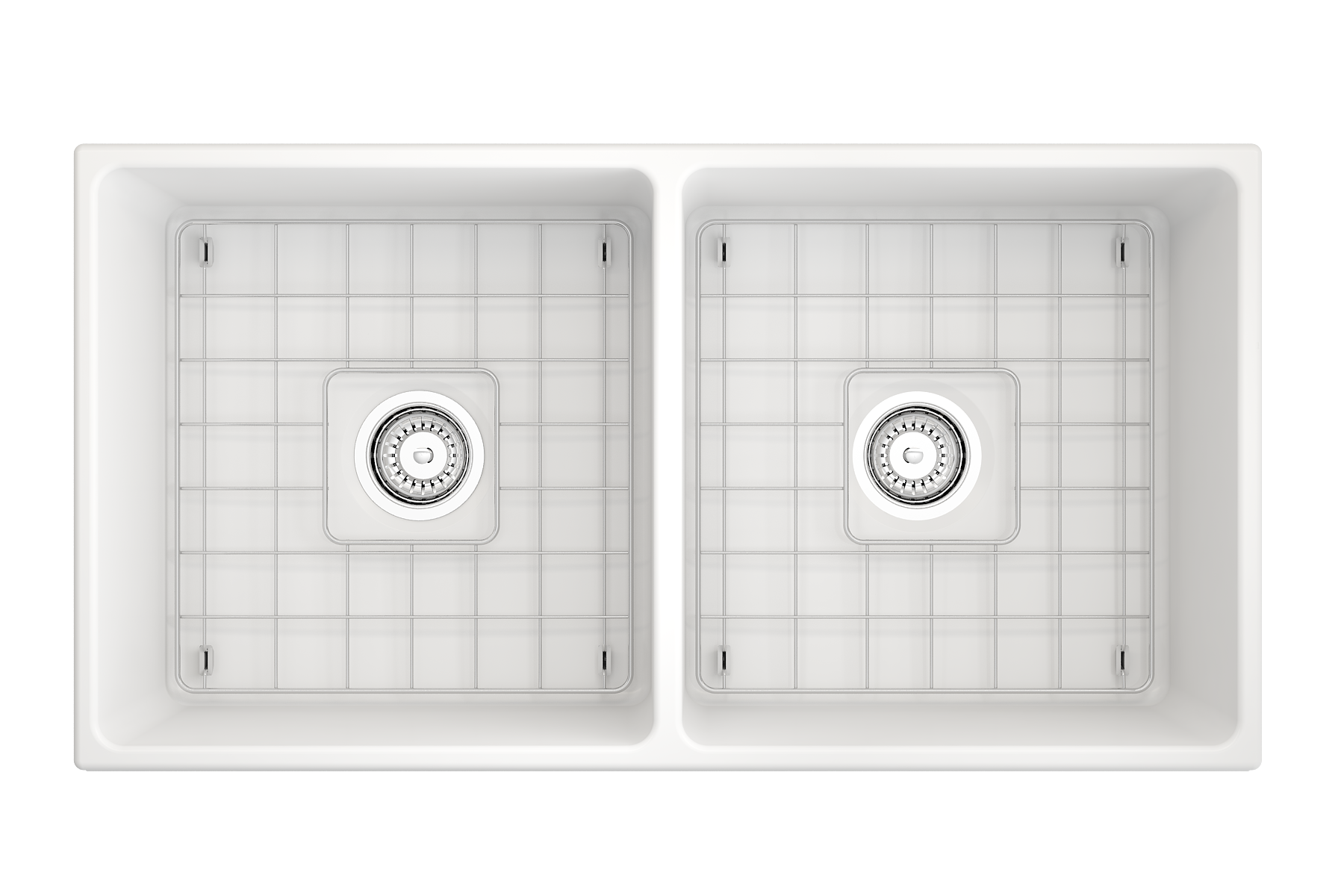 BOCCHI Vigneto 36" Fireclay Farmhouse Apron 50/50 Double Bowl Kitchen Sink, Matte White, 1351-002-0120