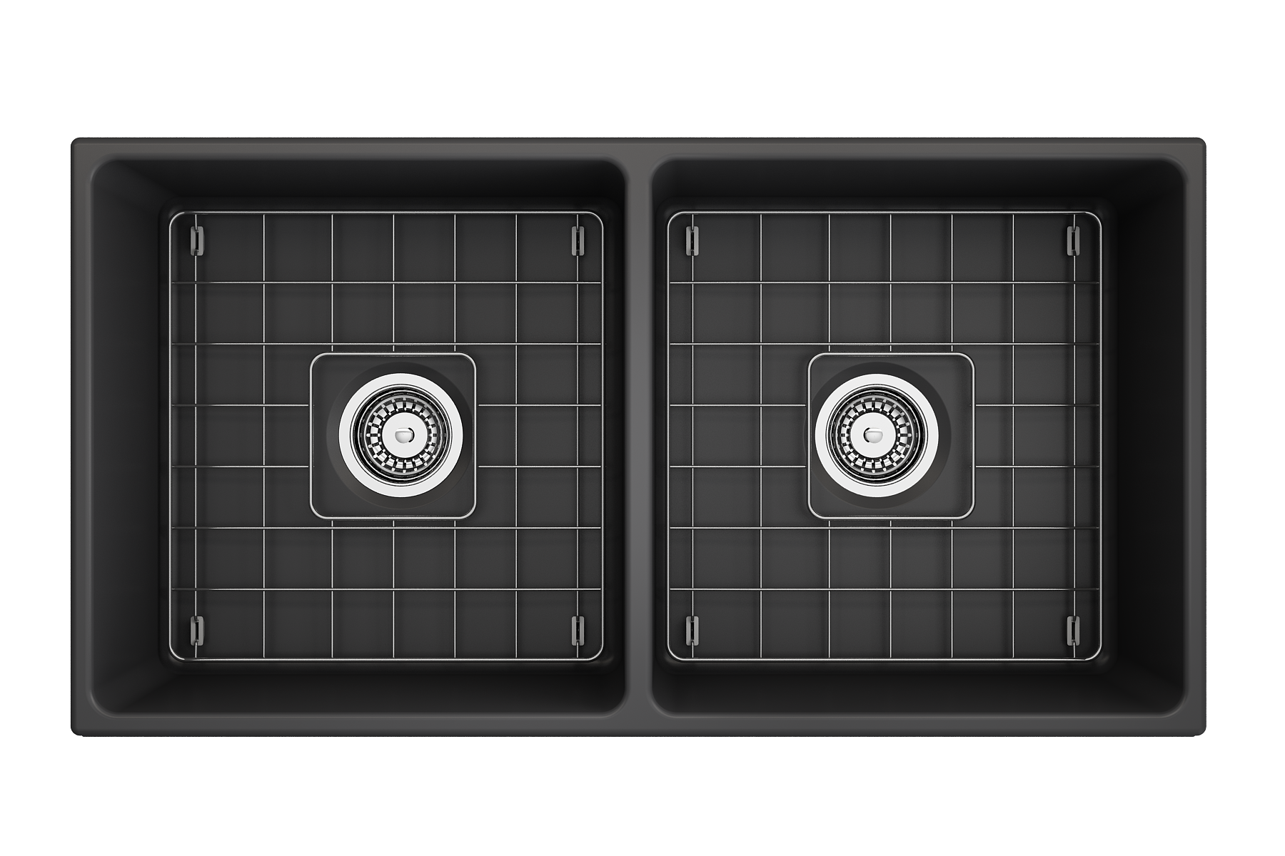 BOCCHI Vigneto 36" Fireclay Farmhouse Apron 50/50 Double Bowl Kitchen Sink, Matte Dark Gray, 1351-020-0120