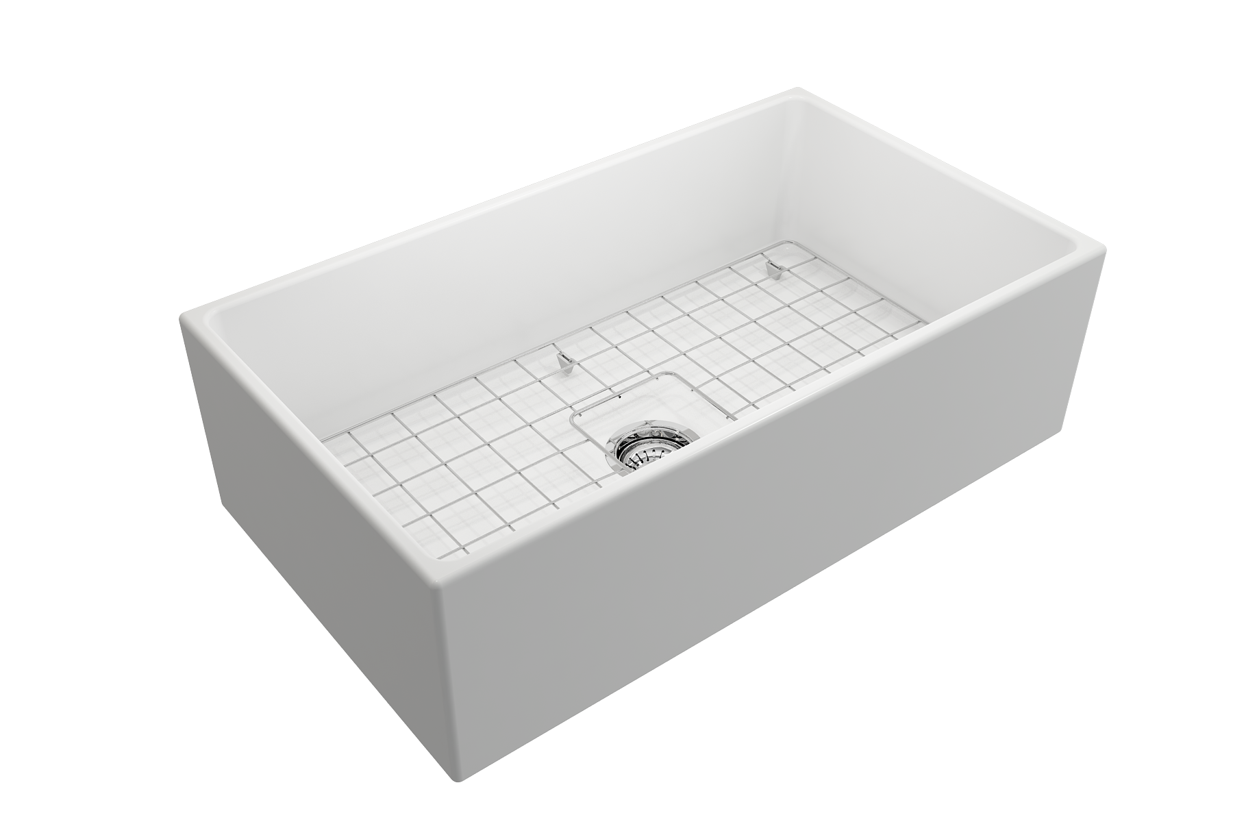 BOCCHI Contempo 33" Fireclay Farmhouse Apron Single Bowl Kitchen Sink, Matte White, 1352-002-0120