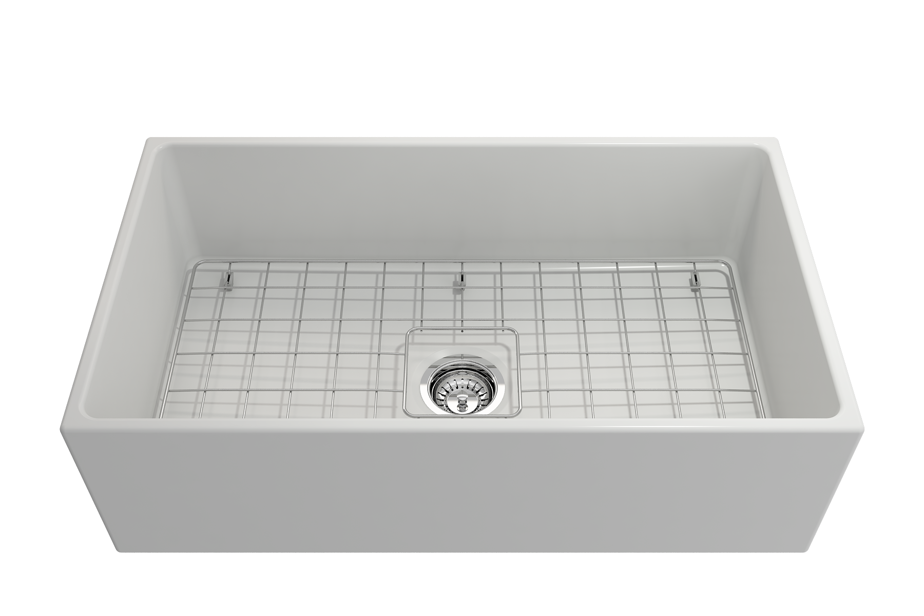BOCCHI Contempo 33" Fireclay Farmhouse Apron Single Bowl Kitchen Sink, Matte White, 1352-002-0120
