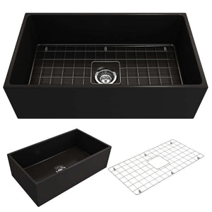 Alternate Image for BOCCHI Contempo 33" Fireclay Farmhouse Apron Single Bowl Kitchen Sink, Matte Black, 1352-004-0120