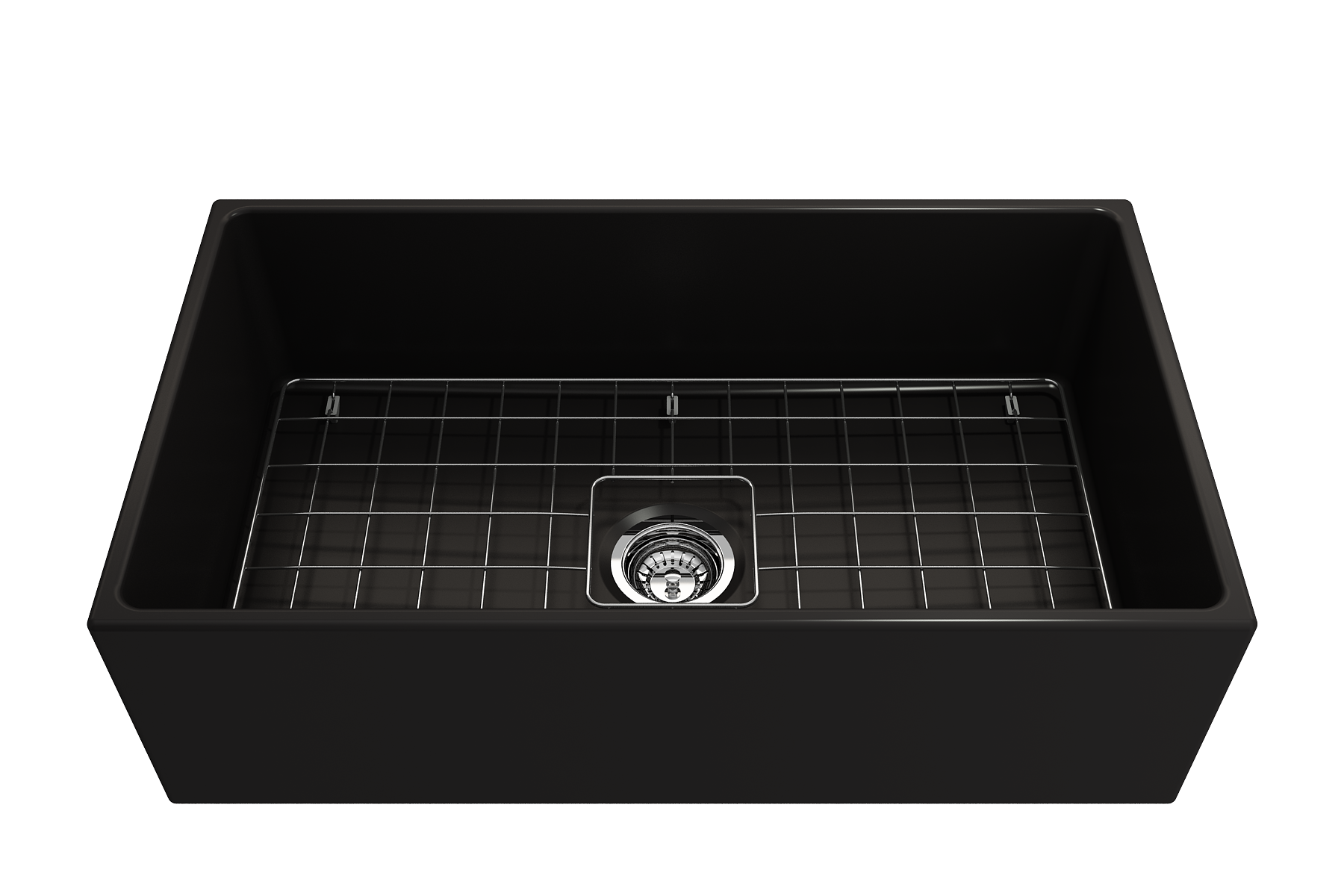 BOCCHI Contempo 33" Fireclay Farmhouse Apron Single Bowl Kitchen Sink, Matte Black, 1352-004-0120