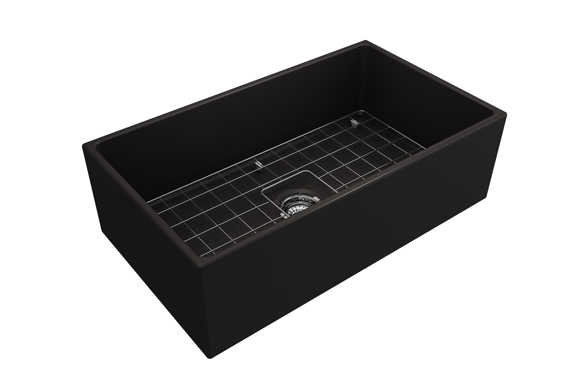 BOCCHI Contempo 33" Fireclay Farmhouse Apron Single Bowl Kitchen Sink, Matte Black, 1352-004-0120