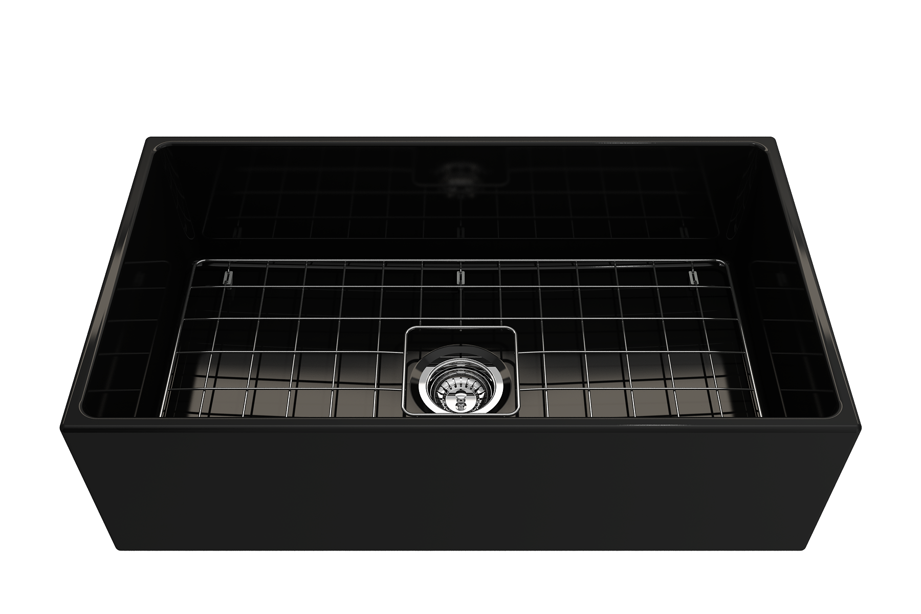 BOCCHI Contempo 33" Fireclay Farmhouse Apron Single Bowl Kitchen Sink, Black, 1352-005-0120