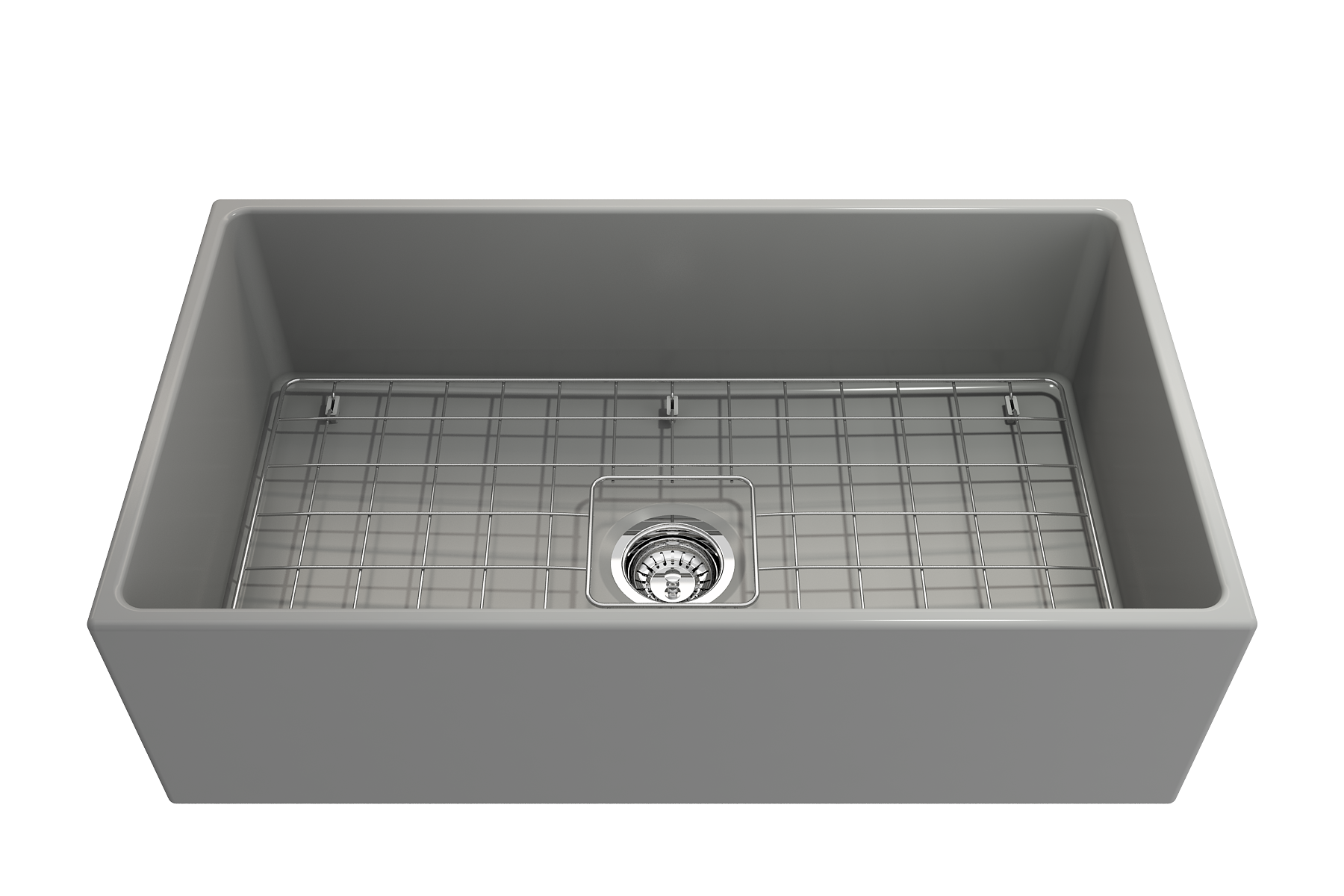 BOCCHI Contempo 33" Fireclay Farmhouse Apron Single Bowl Kitchen Sink, Matte Gray, 1352-006-0120