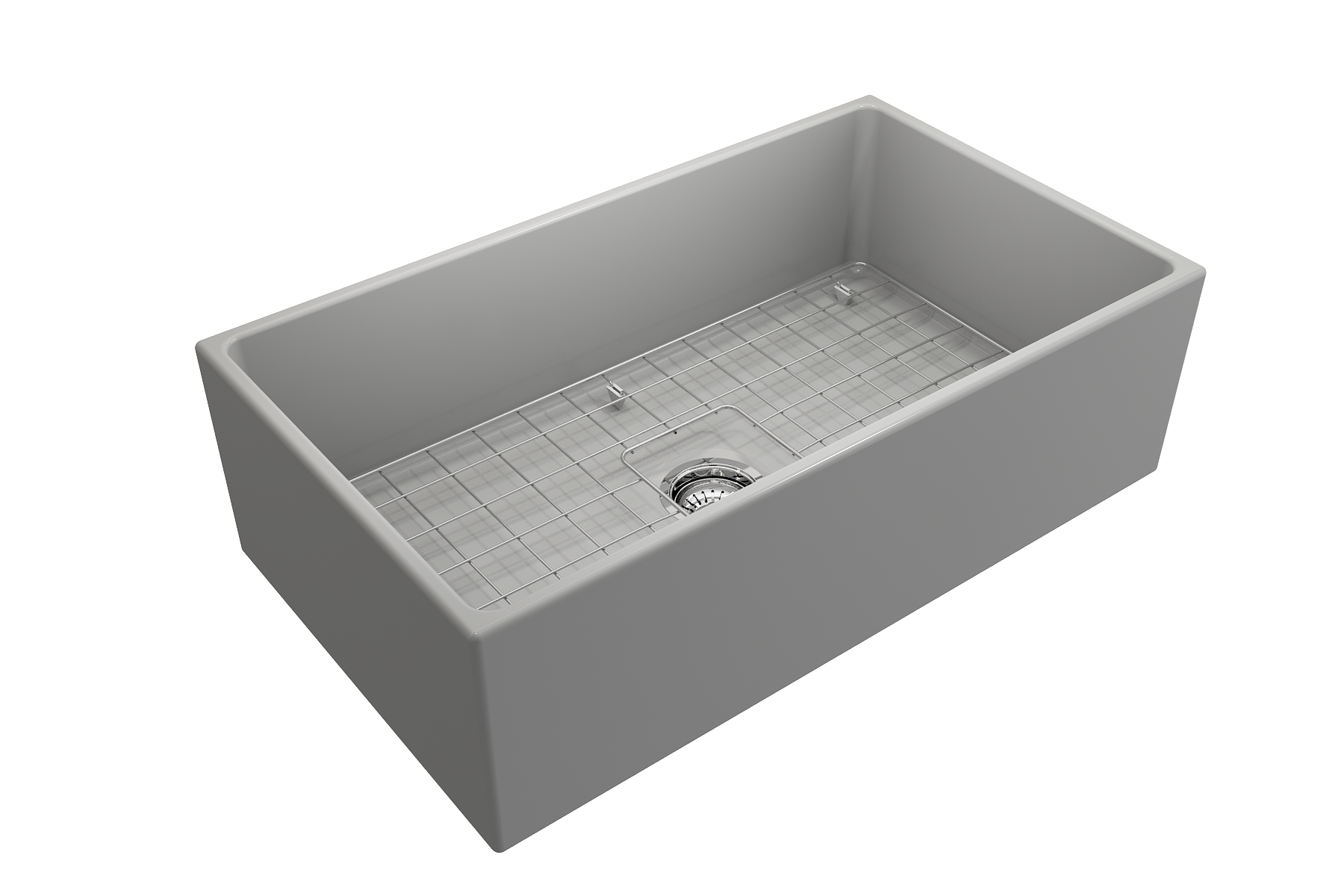 BOCCHI Contempo 33" Fireclay Farmhouse Apron Single Bowl Kitchen Sink, Matte Gray, 1352-006-0120
