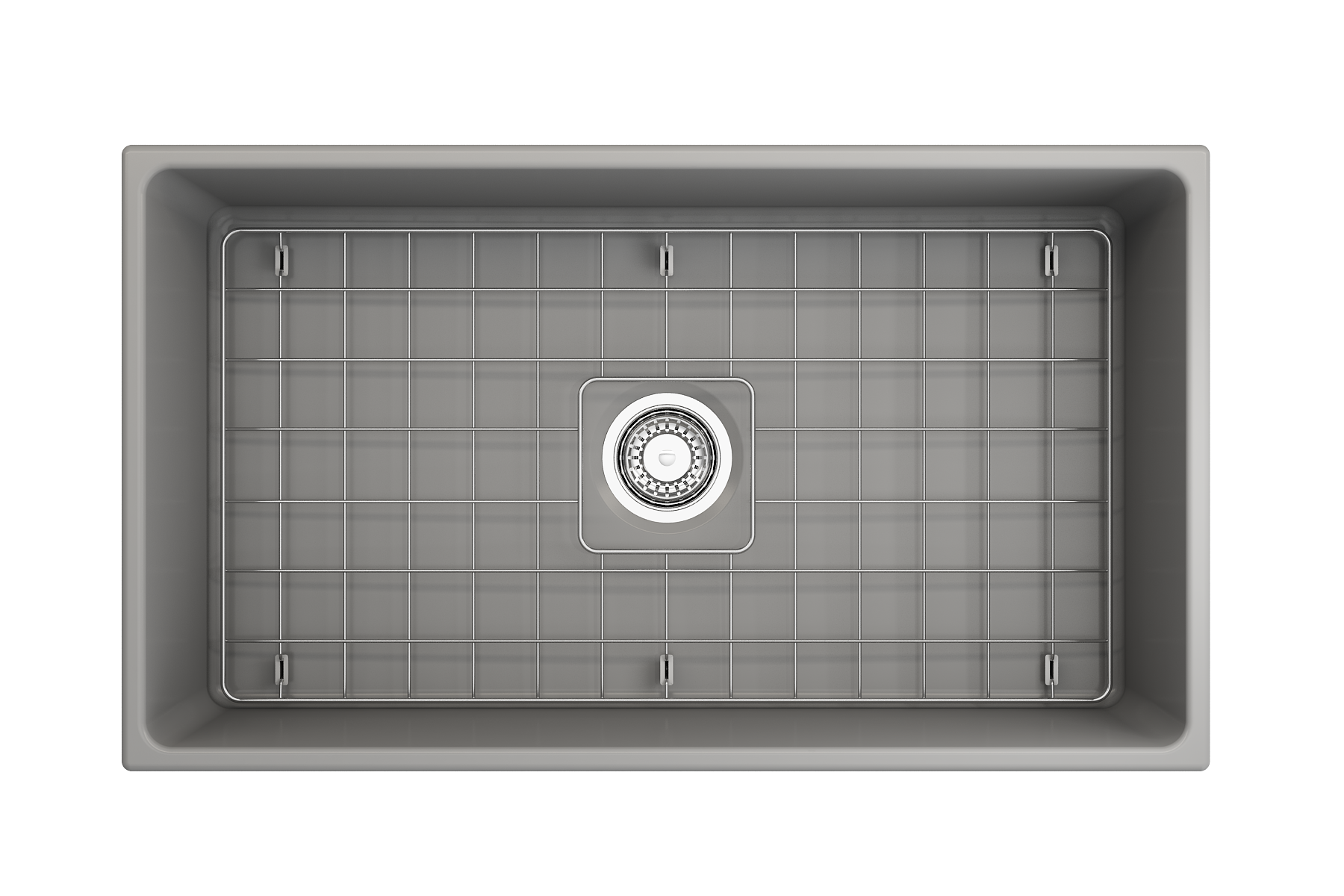 BOCCHI Contempo 33" Fireclay Farmhouse Apron Single Bowl Kitchen Sink, Matte Gray, 1352-006-0120